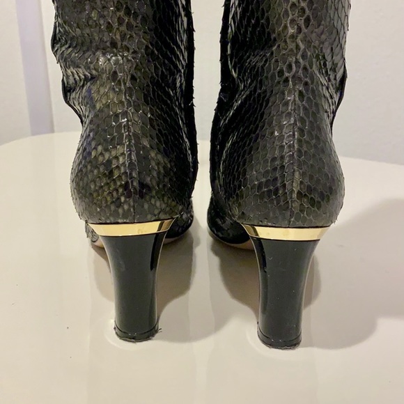 Salvatore Ferragamo Python Skin Black and Grey Heeled Boots. - Picture 5 of 11